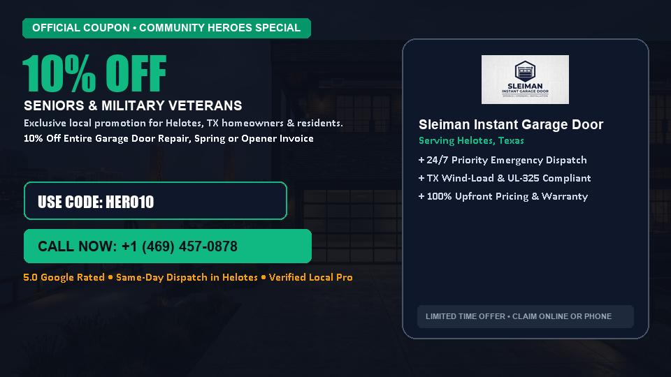 10% OFF Senior, Military & First Responder Discount in Helotes, TX - Sleiman Instant Garage Door